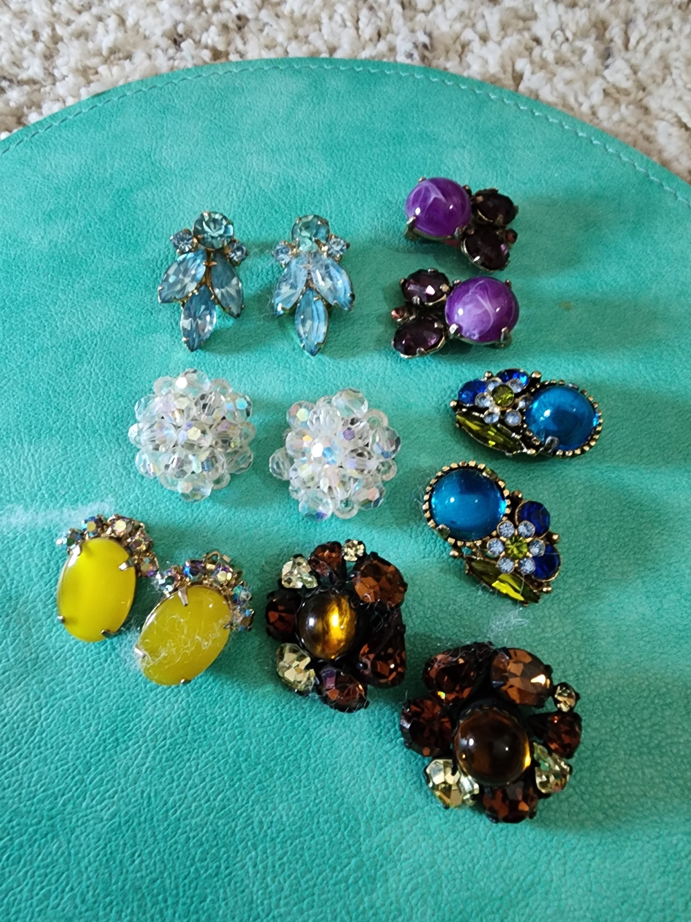 Assorted Vintage-Inspired Clip-On Earrings - Multi Color Set